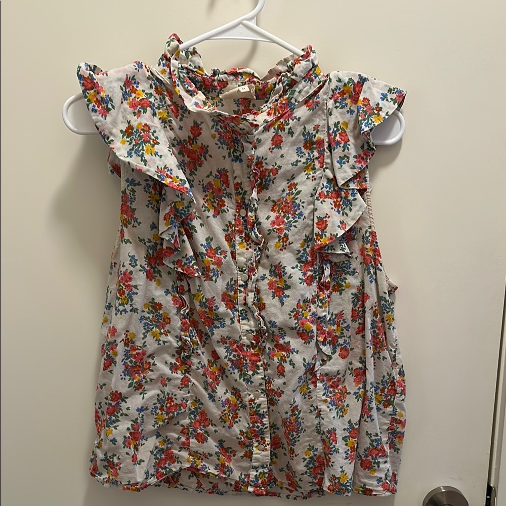 Floral Ruffle Sleeveless Top